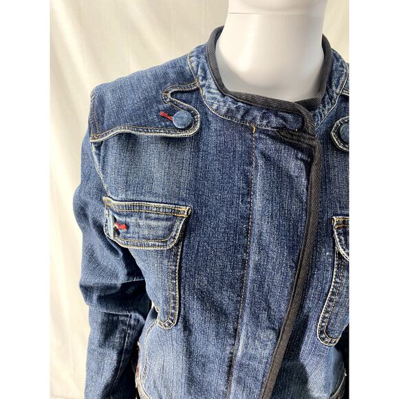 Yuka Jean Jacket in Denim Blue Denim with Dark Piping Size Medium - Picture 10 of 13